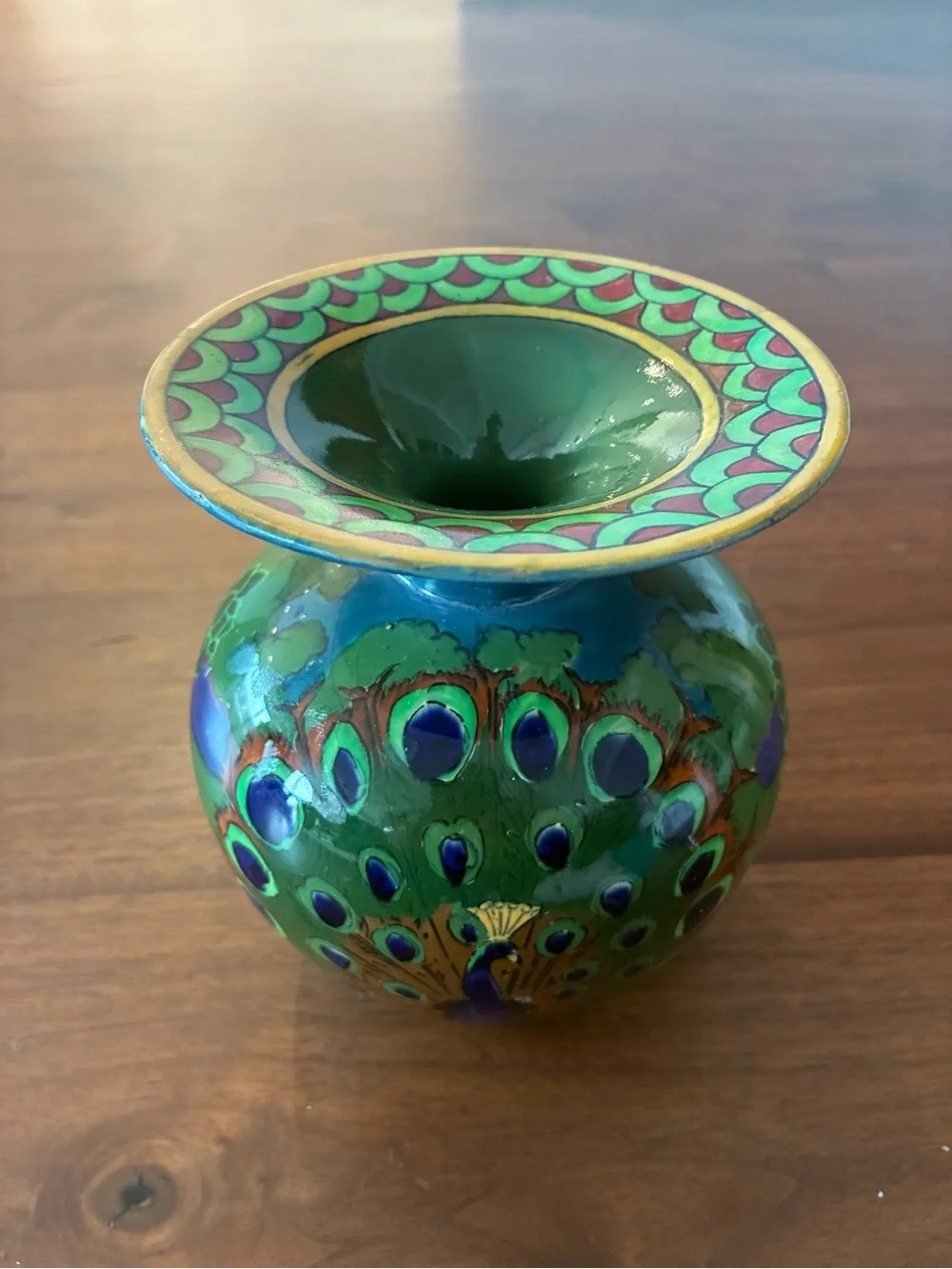 Wileman Intarsio Peacock Vase